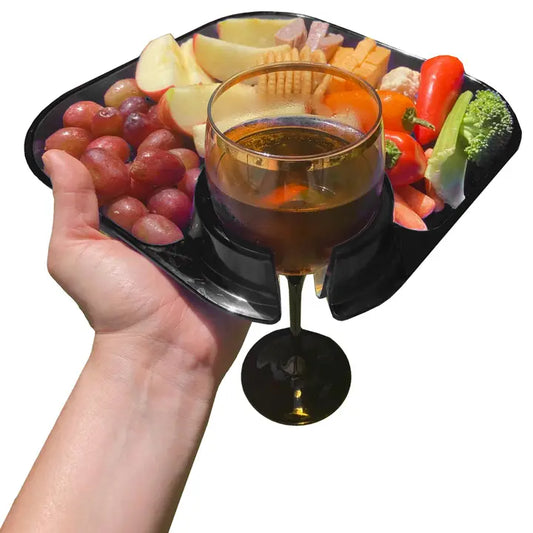 Fancy Panz Reusable Party Plates w/ Cup Holder - Set of 4 - Charcoal