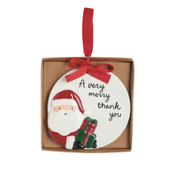 MUD PIE SANTA THANK YOU ORNAMENT