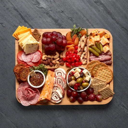 Lifetime Brands 11x14 Bamboo 6 Slot Charcuterie Board-Black