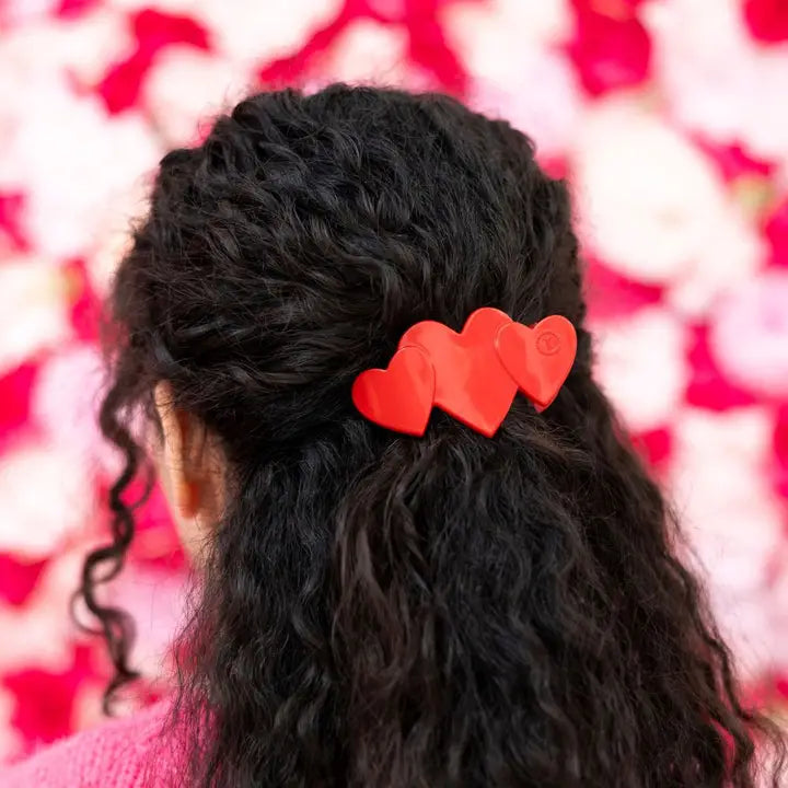 Teleties Flat Hair Clip | Small | Red Heart To Heart