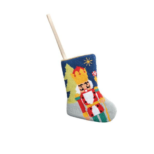 MUD PIE NUTCRACKER NEEDLE POINT STOCKING ORNAMENT