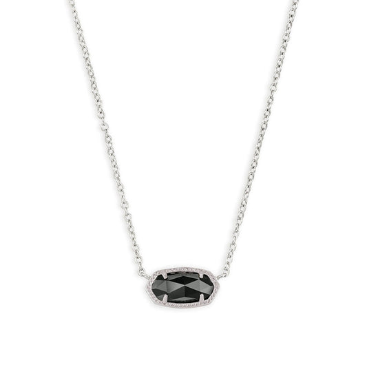 KENDRA SCOTT ELISA SHORT PENDANT NECKLACE SILVER BLACK