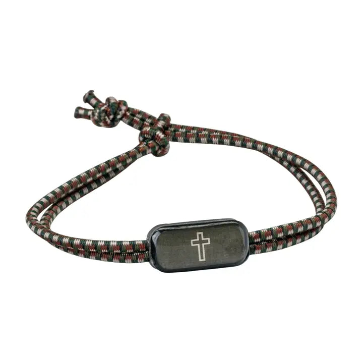 Tap To Pray® Survivor Series Tactical Bracelet-Camo Green + Cross