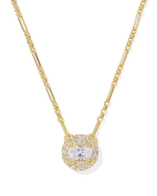 KENDRA SCOTT BELLA SHORT PENDANT NECKLACE GOLD WHITE CZ