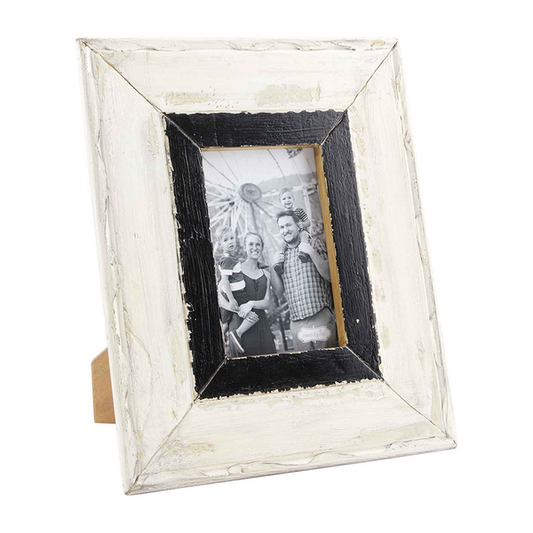 MUD PIE SMALL WHITE AND BLACK PICTURE FRAME