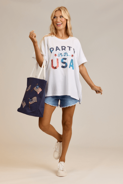 MUD PIE AMERICANA SPARKLE TOP-WHITE