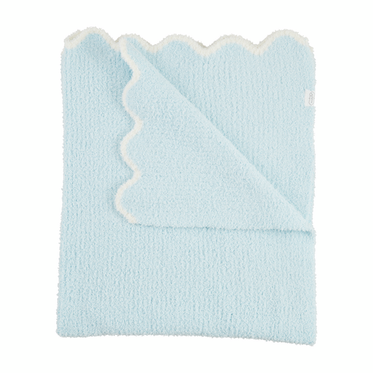 MUD PIE BLUE SCALLOP CHENILLE BLANKET