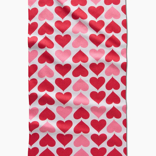 Geometry Blushing Hearts Tea Towel