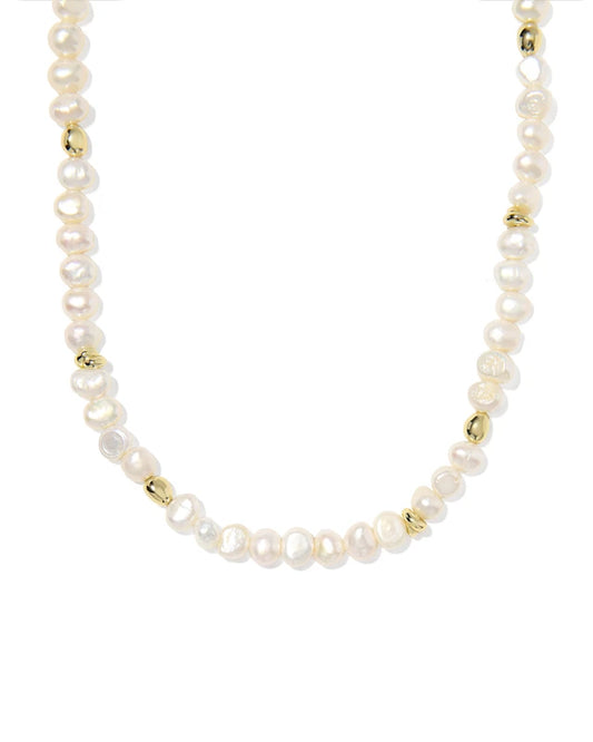 KENDRA SCOTT GABRIELLA PEARL STRAND NECKLACE GOLD FRESHWATER CULTURED PEARL