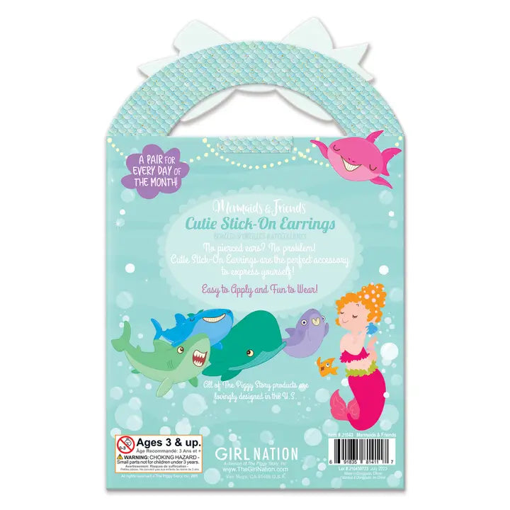 Girl Nation Cutie Stick-On Earring and Nail Sticker Gift Set- Mermaids