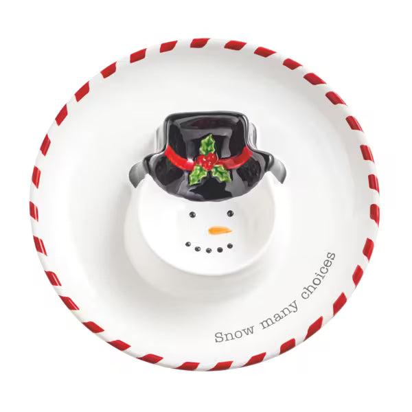 MUD PIE SNOWMAN SECTIONED CHRISTMAS DISH
