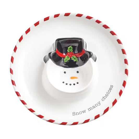 MUD PIE SNOWMAN SECTIONED CHRISTMAS DISH