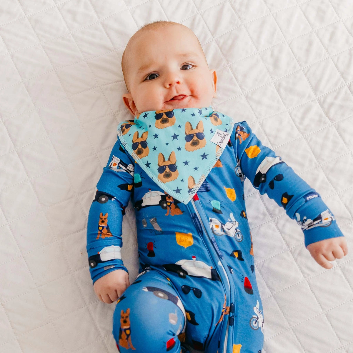 Copper Pearl 4 Pack Baby Bandana Bibs - Police Officer