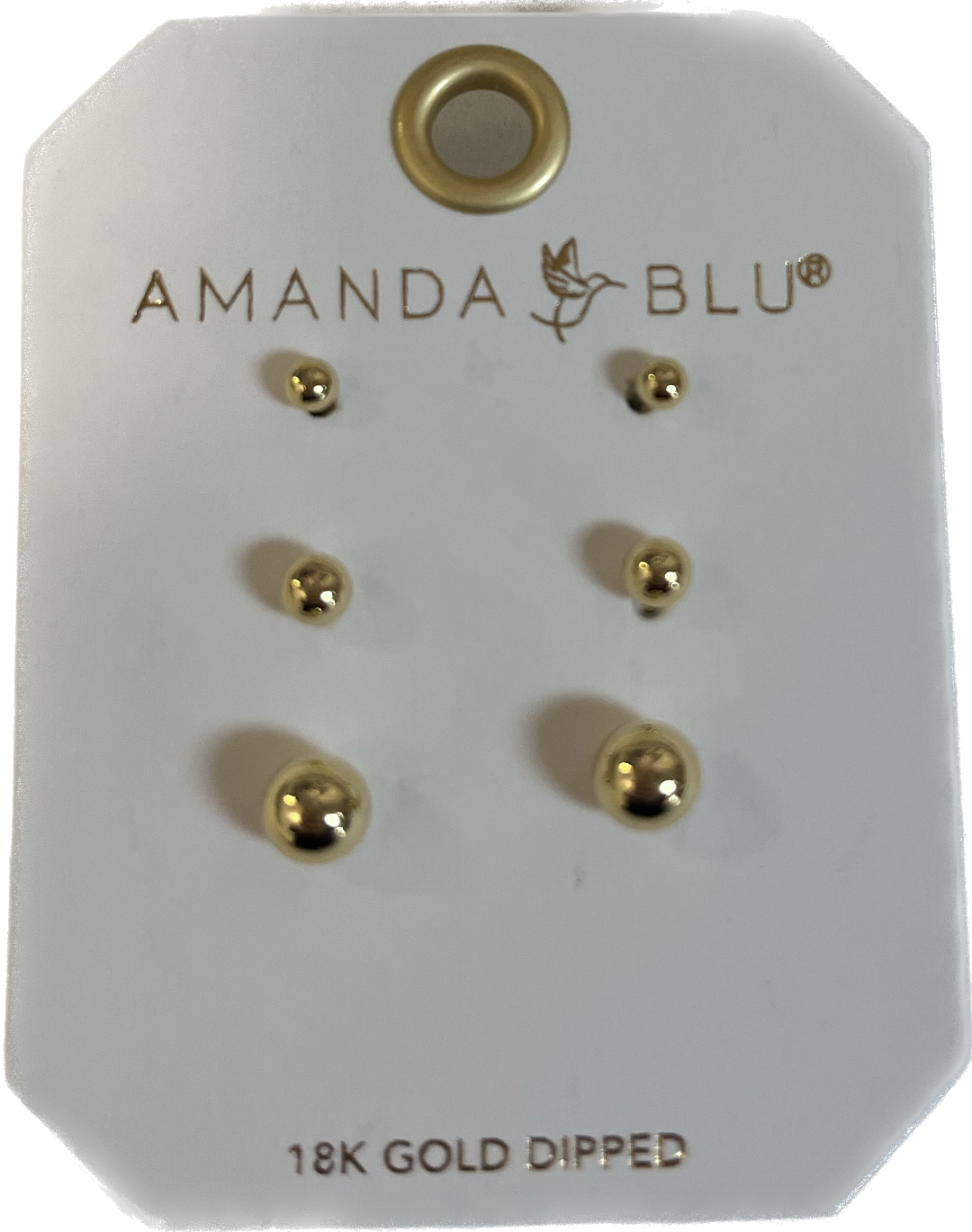 Amanda Blu Gold Crystal Polished Ball Stud Triplet Earrings