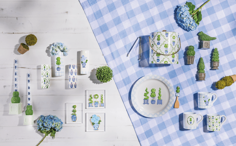 MUD PIE GINGHAM TOPIARY BUD VASE