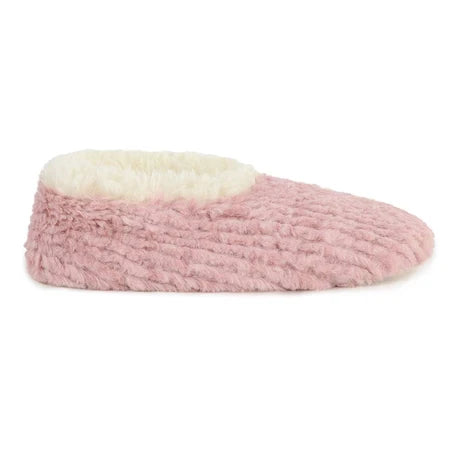 Snoozies! Womens Teddy Bear Faux Fur Slipper With Memory Foam Sole Light Pink