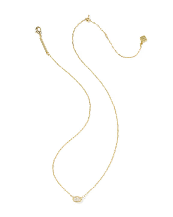 KENDRA SCOTT MINI ELISA LUXE SHORT PENDANT NECKLACE GOLD WHITE CZ