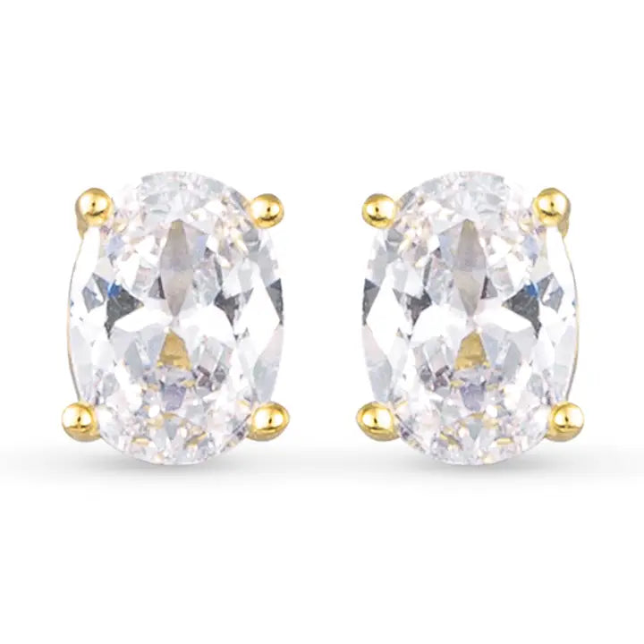 Amanda Blu Cz Oval Stud Earrings - Gold