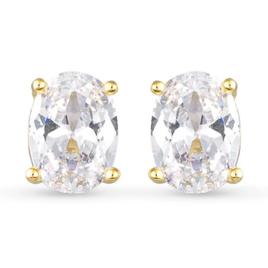 Amanda Blu Cz Oval Stud Earrings - Gold