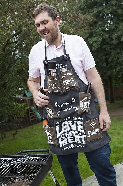 Boxer Gifts Canvas Love My Meat Apron, Black
