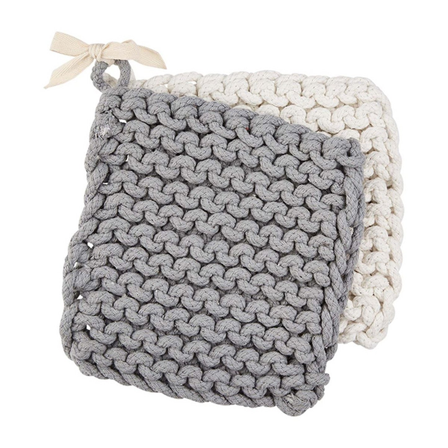 MUD PIE White Crocheted Pot Holders