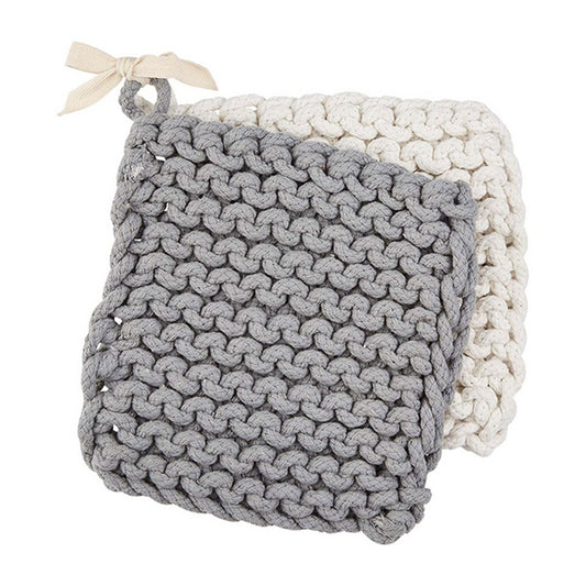 MUD PIE White Crocheted Pot Holders