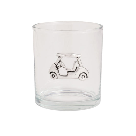 MUD PIE GOLF CART GOLF DOUBLE OLD FASHIONED GLASS