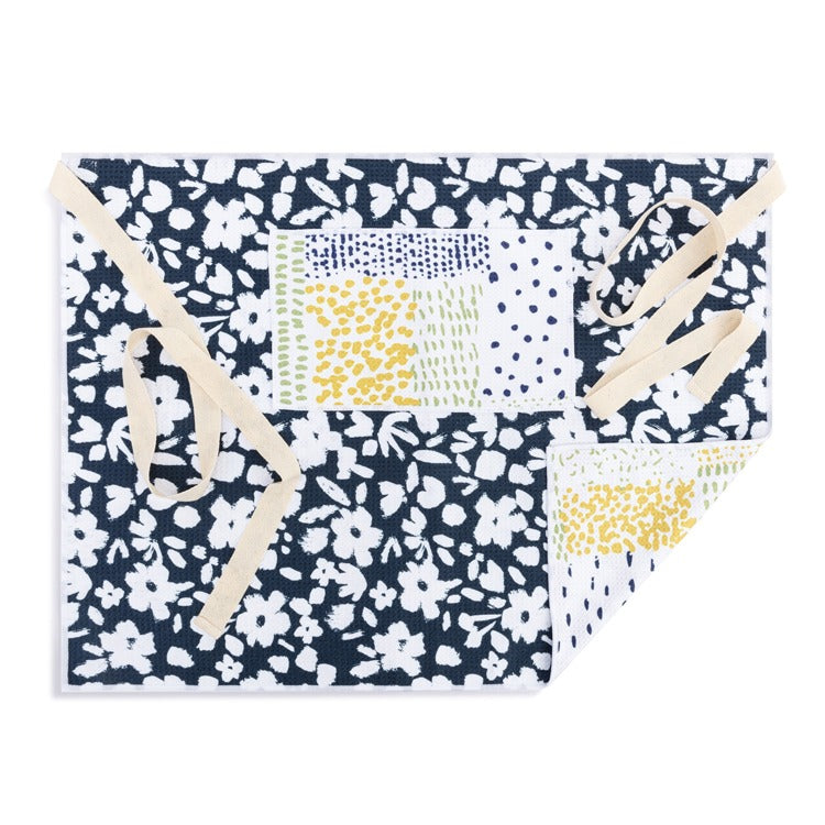 DEMDACO Navy Floral Absorbent Half Apron - 27x20in