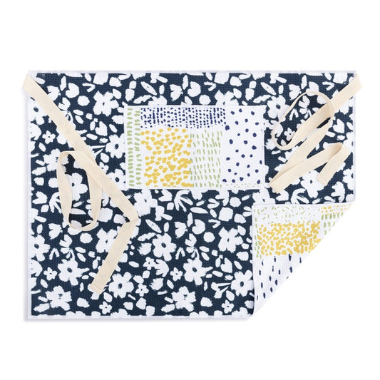 DEMDACO Navy Floral Absorbent Half Apron - 27x20in