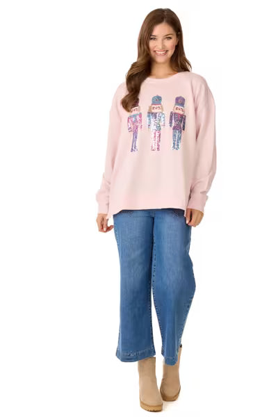 MUD PIE NUTCRACKER SPARKLE ONE SIZE SWEATSHIRT
