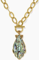 KENDRA SCOTT ALEXA STATEMENT NECKLACE VINTAGE GOLD ABALONE