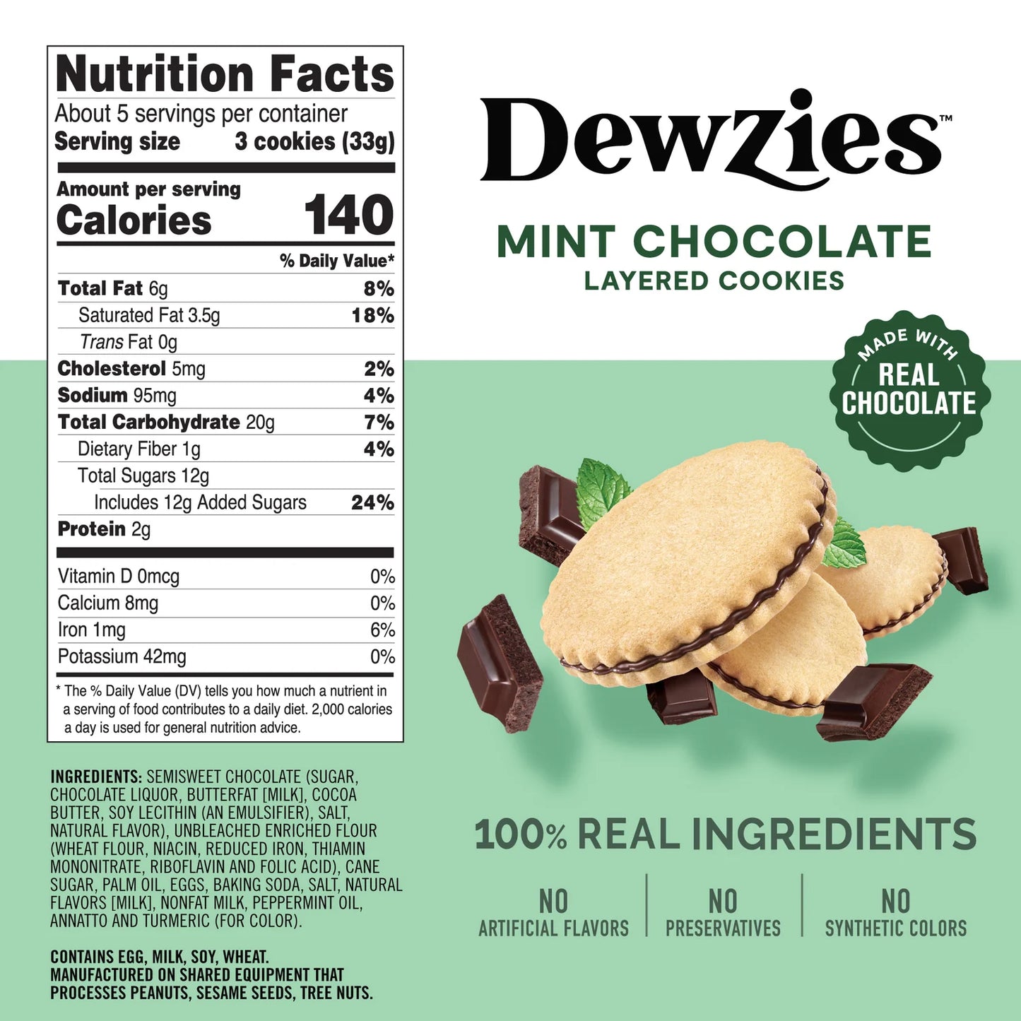 DEWEY'S BAKERY MINT CHOCOLATE DEWZIES LAYERED COOKIES