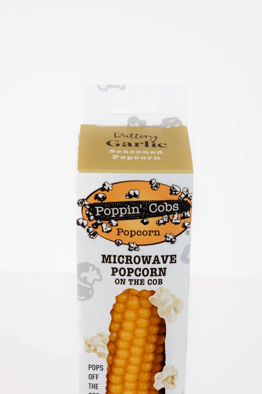 Poppin' Cobs Popcorn On the Cob with Buttery Garlic Seasoning