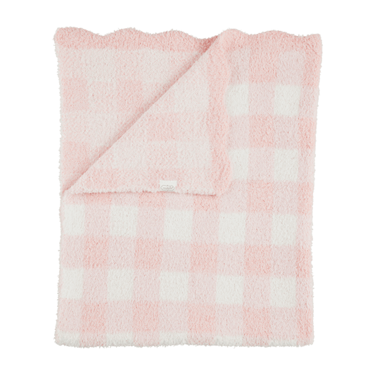 MUD PIE PINK GINGHAM CHENILLE BLANKET