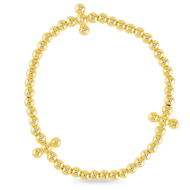 Amanda Blu Stackable Gold Beaded with Beaded Cross | Blu Sky Collection