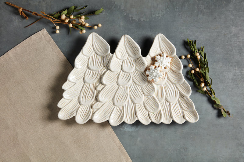 MUD PIE WHITE CHRISTMAS TREE PLATTER