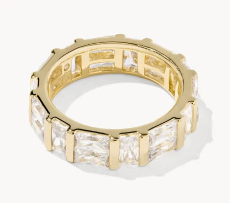 KENDRA SCOTT JAMIE BAND RING GOLD WHITE CZ 5