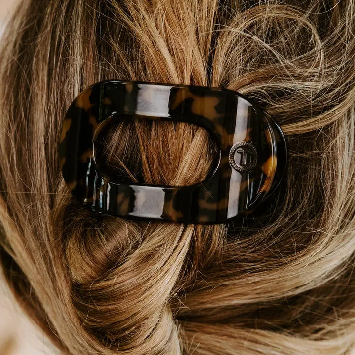 Teleties Round Flat Hair Clip | Small | Tortoise