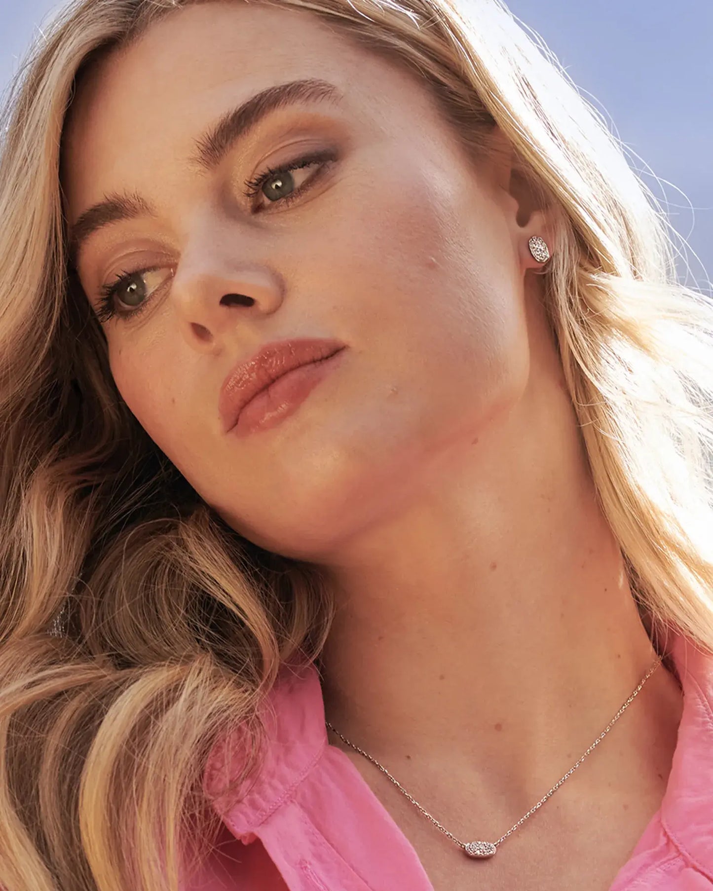 KENDRA SCOTT GRAYSON CRYSTAL STUD EARRINGS GOLD METAL WHITE CZ