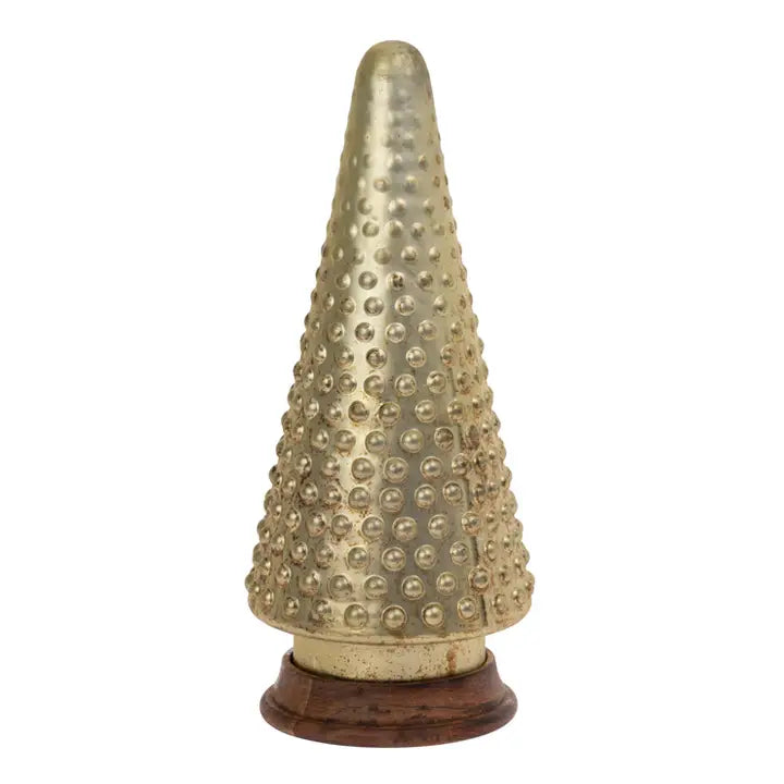 Boston International 12.25" Tall Nobby Burnished Gold Glass Tree Christmas Décor