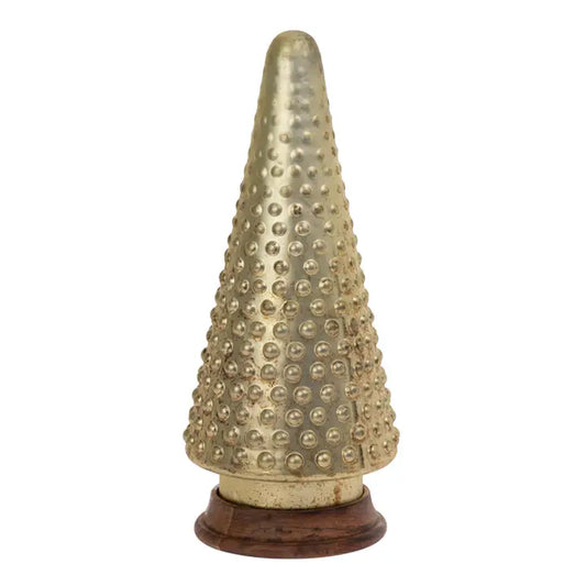 Boston International 12.25" Tall Nobby Burnished Gold Glass Tree Christmas Décor