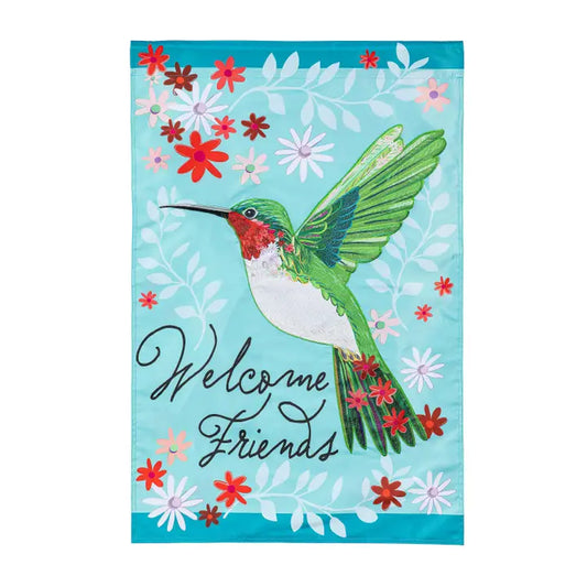 Evergreen Enterprises Hummingbird Welcome Applique House Flag