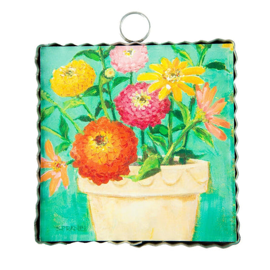 The Round Top Collection Mini Pot of Zinnias Print