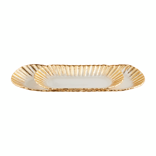 MUD PIE GOLD EDGE TRAY SET