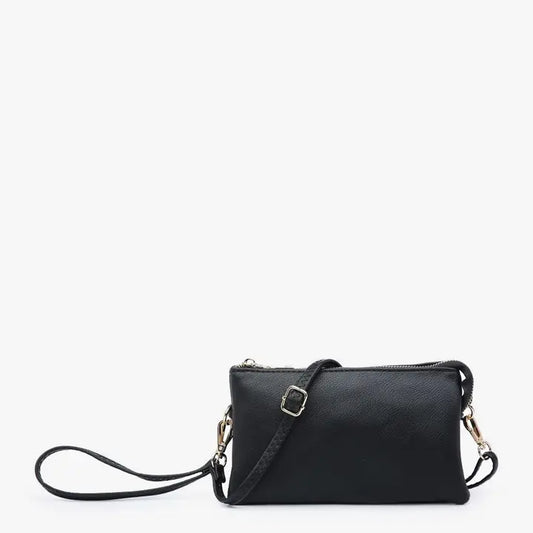 Jen & Co Riley Monogrammable 3 Compartment Crossbody/Wristlet-Black