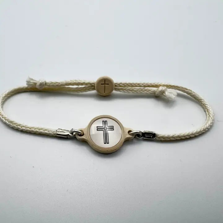 Versible Tap To Pray™ - Survivor Series Handmade Bracelets-Vanilla + Cross