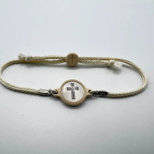 Versible Tap To Pray™ - Survivor Series Handmade Bracelets-Vanilla + Cross