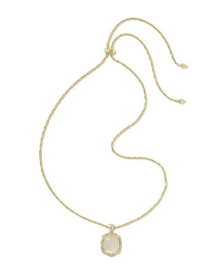 KENDRA SCOTT TIGER STRIPED DAPHNE SMALL LONG PENDANT NECKLACE GOLD NATURAL MOTHER OF PEARL