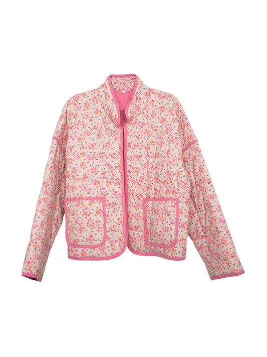 Katydid Pink Dainty Floral Lightweight Quilted Jacket