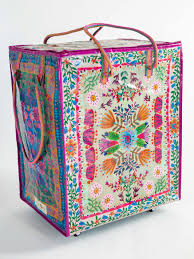 Natural Life Rolling Tote Bag-XL Lt. Taupe Folk Flower